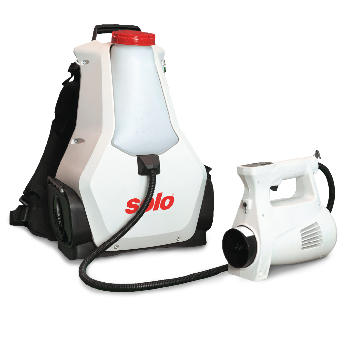 SOLO eFog480 – kabelloses Kaltnebelgerät mit Hochdruckpumpe und Handapplikator für Desinfektion, Vektorenkontrolle und Pflanzenschutz