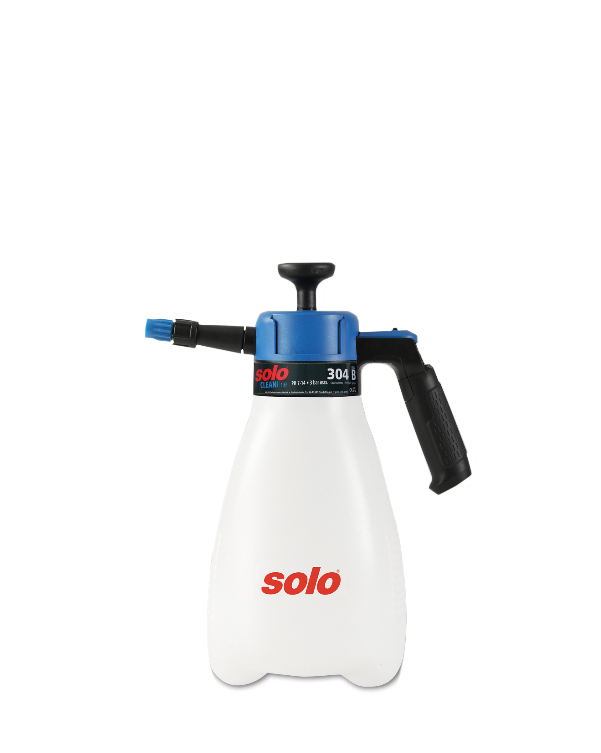 SOLO 304 B Handsprüher für alkalische Reinigungs- und Pflegeanwendungen SOLO 304 B Handsprüher mit blauem Deckel und ergonomischem Griff für den Einsatz mit alkalischen Reinigungsmitteln.